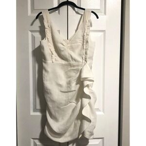 Isabel Marant Étoile Linen Ruffle Mini Dress Ivory Cream Size EU 38